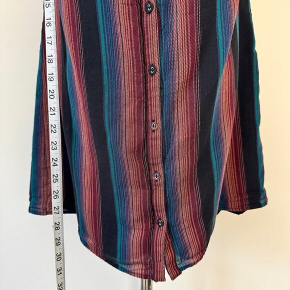 WAYF Mini Dress Striped Off the Shoulder Pom Pom Ruffle Lined Boho Beachy Sz L - Picture 9 of 16